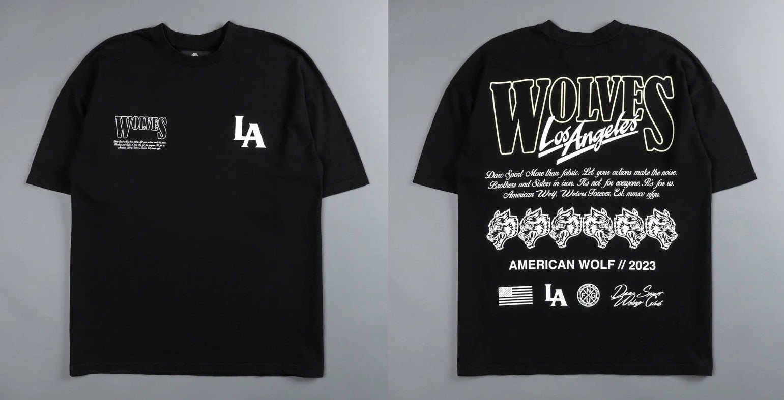 Darc Wolf Sport T-shirts Oversized Graphic DTG Printing Technique Workout Gym Fitness Men Short Sleeve Tees Darc Wolves T Shirts - Yallafit