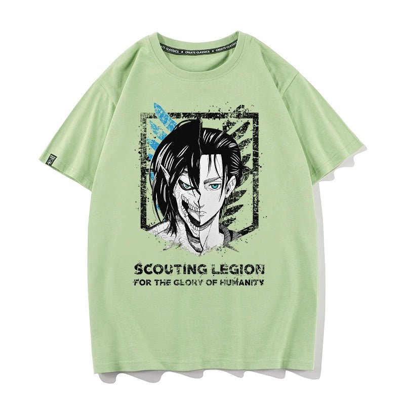 Douxiao Cute Anime Peripheral Attack on Titan T-shirt Men's Co-Branded Wings of Freedom Half Sleeve Cos Costume Two-Dimensional Short Sleeve - Yallafit