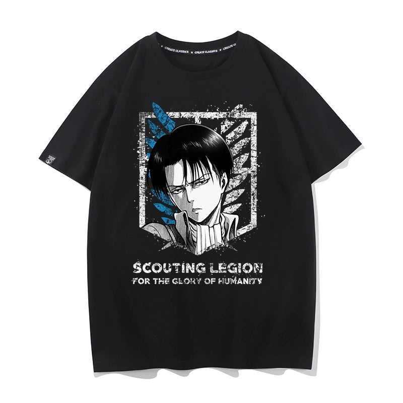 Douxiao Cute Anime Peripheral Attack on Titan T-shirt Men's Co-Branded Wings of Freedom Half Sleeve Cos Costume Two-Dimensional Short Sleeve - Yallafit