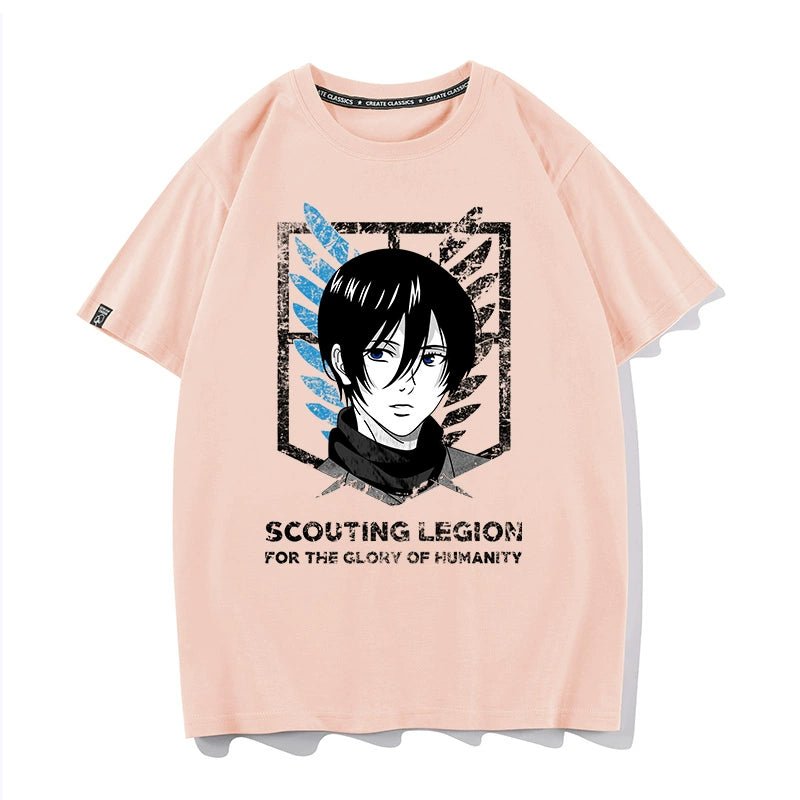 Douxiao Cute Anime Peripheral Attack on Titan T-shirt Men's Co-Branded Wings of Freedom Half Sleeve Cos Costume Two-Dimensional Short Sleeve - Yallafit
