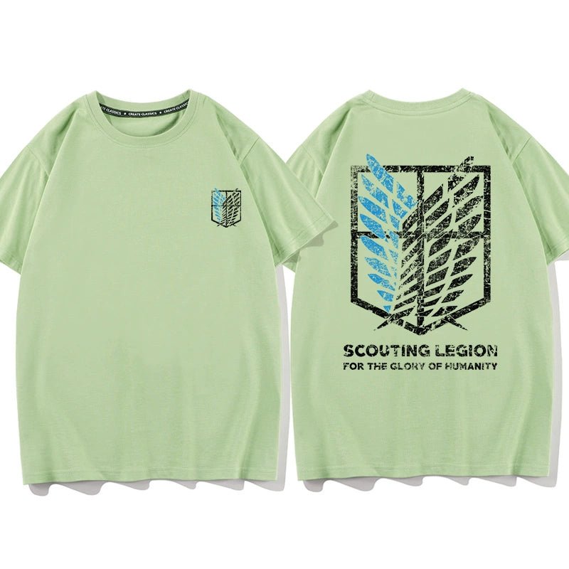 Douxiao Cute Anime Peripheral Attack on Titan T-shirt Men's Co-Branded Wings of Freedom Half Sleeve Cos Costume Two-Dimensional Short Sleeve - Yallafit