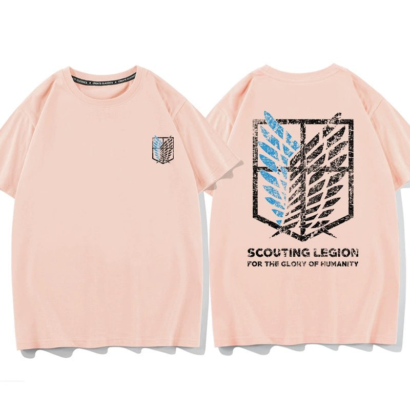 Douxiao Cute Anime Peripheral Attack on Titan T-shirt Men's Co-Branded Wings of Freedom Half Sleeve Cos Costume Two-Dimensional Short Sleeve - Yallafit