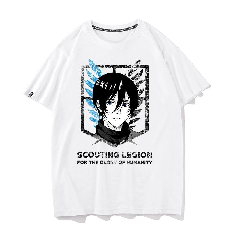 Douxiao Cute Anime Peripheral Attack on Titan T-shirt Men's Co-Branded Wings of Freedom Half Sleeve Cos Costume Two-Dimensional Short Sleeve - Yallafit