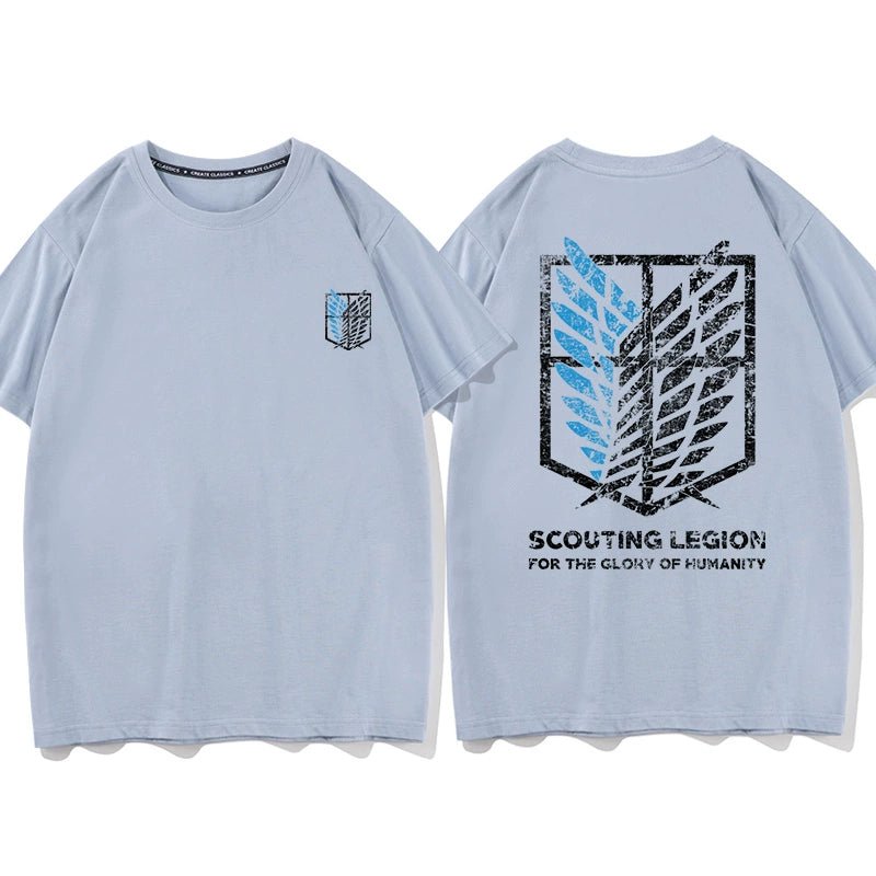 Douxiao Cute Anime Peripheral Attack on Titan T-shirt Men's Co-Branded Wings of Freedom Half Sleeve Cos Costume Two-Dimensional Short Sleeve - Yallafit