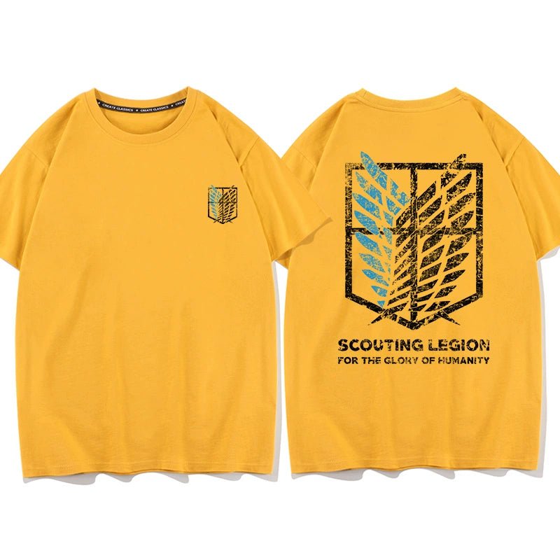 Douxiao Cute Anime Peripheral Attack on Titan T-shirt Men's Co-Branded Wings of Freedom Half Sleeve Cos Costume Two-Dimensional Short Sleeve - Yallafit