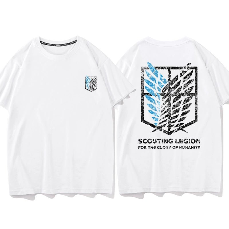 Douxiao Cute Anime Peripheral Attack on Titan T-shirt Men's Co-Branded Wings of Freedom Half Sleeve Cos Costume Two-Dimensional Short Sleeve - Yallafit