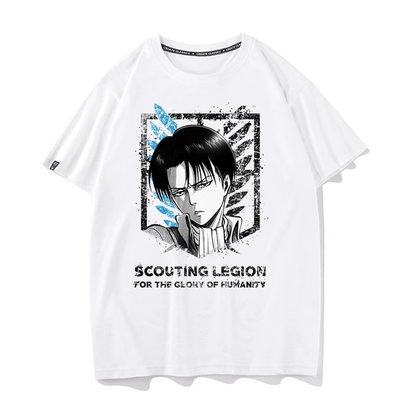 Douxiao Cute Anime Peripheral Attack on Titan T-shirt Men's Co-Branded Wings of Freedom Half Sleeve Cos Costume Two-Dimensional Short Sleeve - Yallafit