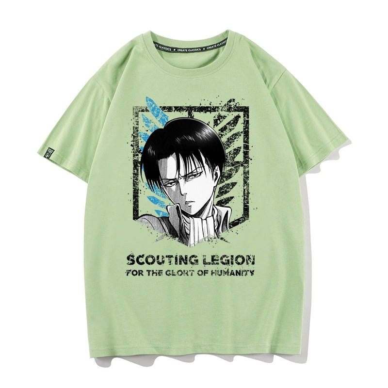 Douxiao Cute Anime Peripheral Attack on Titan T-shirt Men's Co-Branded Wings of Freedom Half Sleeve Cos Costume Two-Dimensional Short Sleeve - Yallafit
