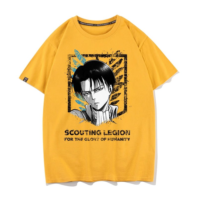 Douxiao Cute Anime Peripheral Attack on Titan T-shirt Men's Co-Branded Wings of Freedom Half Sleeve Cos Costume Two-Dimensional Short Sleeve - Yallafit