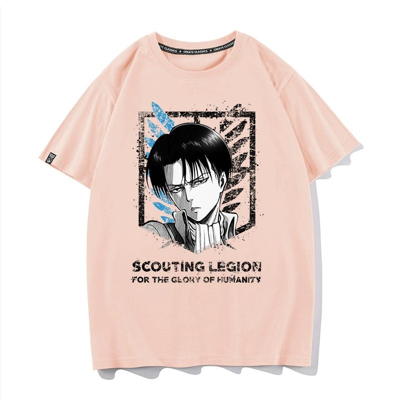 Douxiao Cute Anime Peripheral Attack on Titan T-shirt Men's Co-Branded Wings of Freedom Half Sleeve Cos Costume Two-Dimensional Short Sleeve - Yallafit
