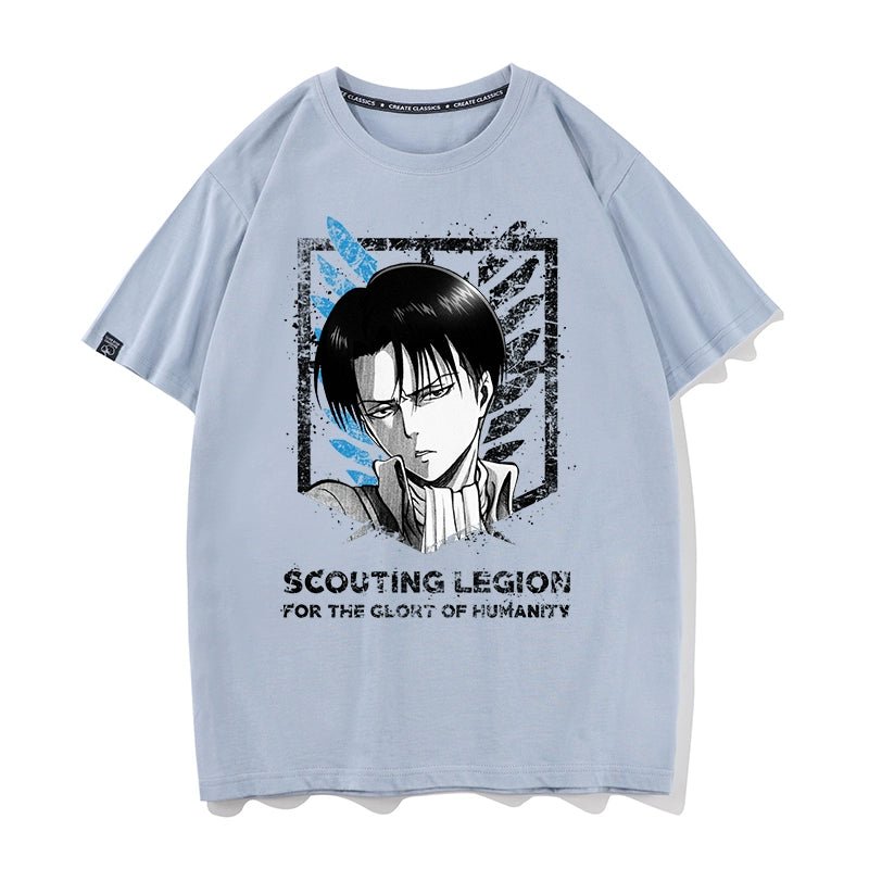 Douxiao Cute Anime Peripheral Attack on Titan T-shirt Men's Co-Branded Wings of Freedom Half Sleeve Cos Costume Two-Dimensional Short Sleeve - Yallafit