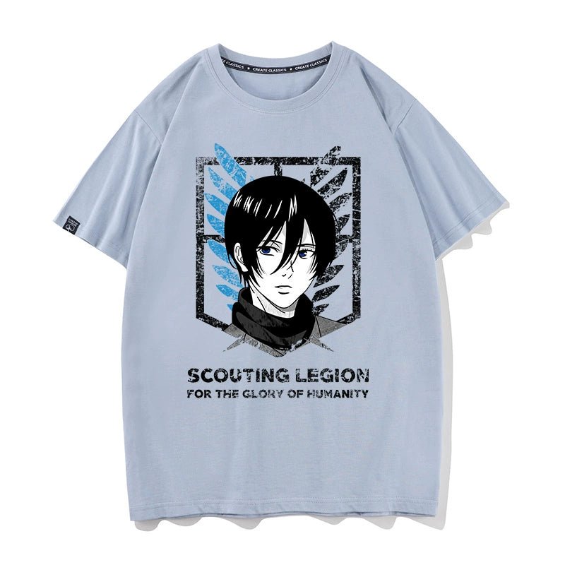 Douxiao Cute Anime Peripheral Attack on Titan T-shirt Men's Co-Branded Wings of Freedom Half Sleeve Cos Costume Two-Dimensional Short Sleeve - Yallafit