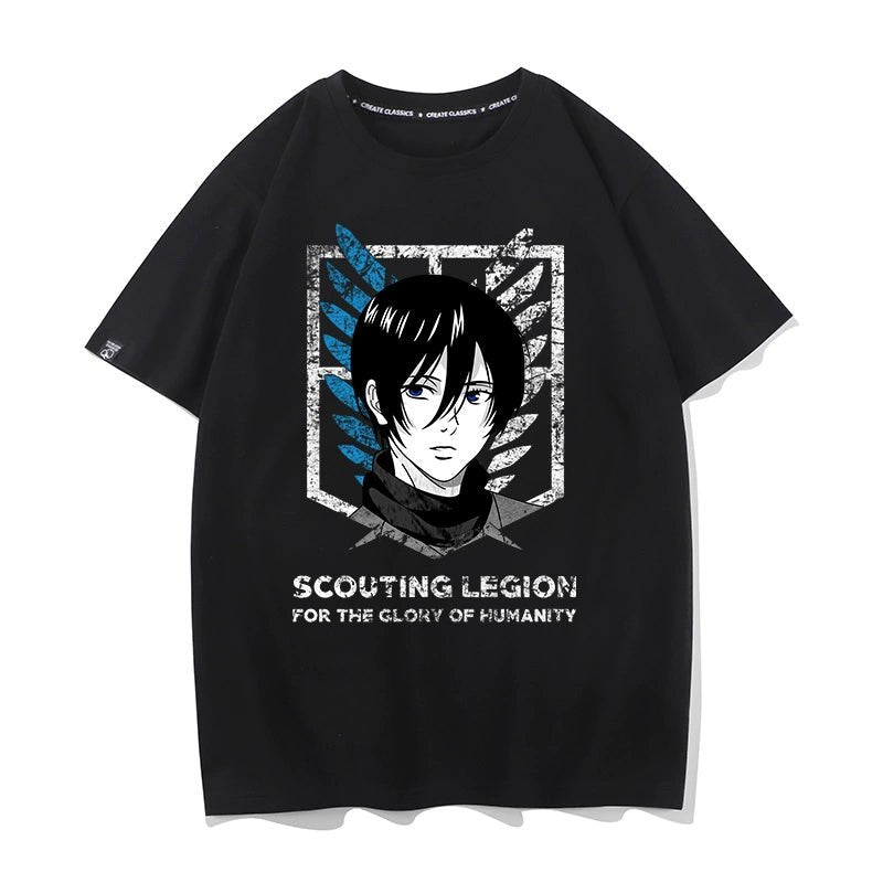 Douxiao Cute Anime Peripheral Attack on Titan T-shirt Men's Co-Branded Wings of Freedom Half Sleeve Cos Costume Two-Dimensional Short Sleeve - Yallafit