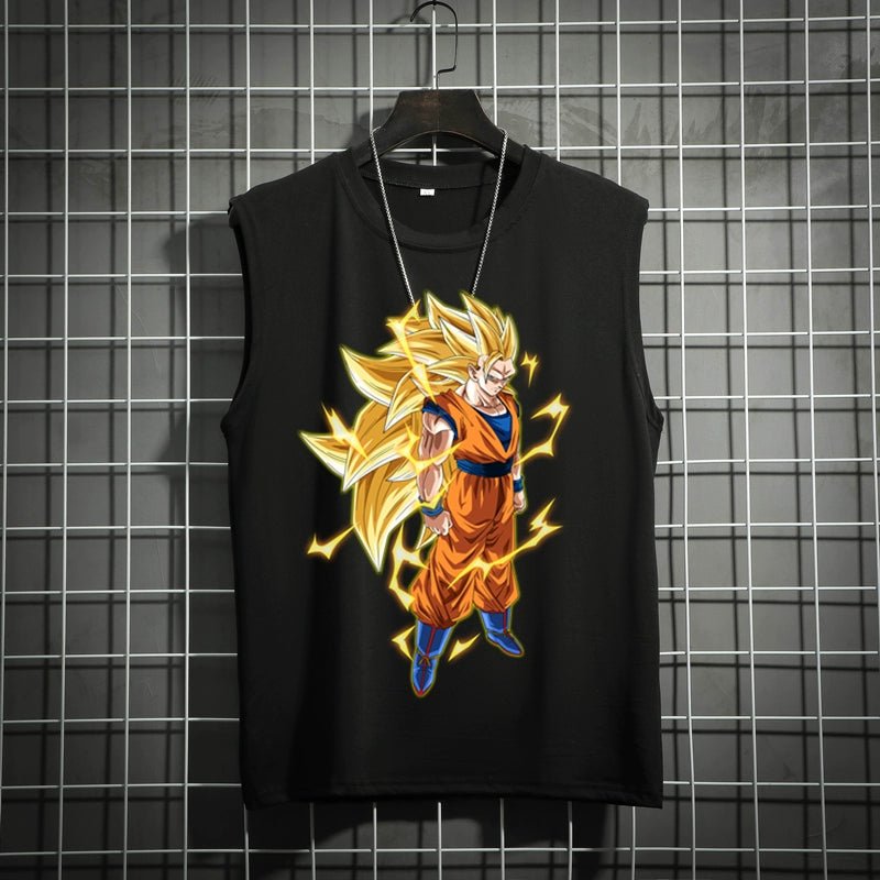 Dragon Ball Super Joint Name Saiya Sleeveless Men and Women Wukong Ins Super Hot T-shirt Cartoon Summer Country Trendy Couple Wear - Yallafit