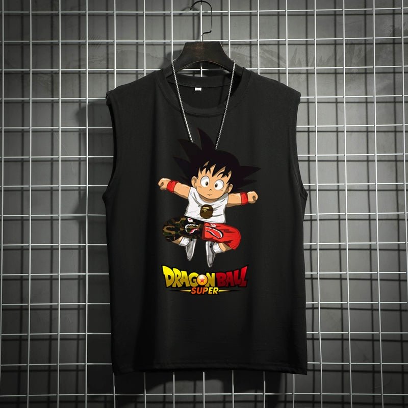 Dragon Ball Super Joint Name Saiya Sleeveless Men and Women Wukong Ins Super Hot T-shirt Cartoon Summer Country Trendy Couple Wear - Yallafit