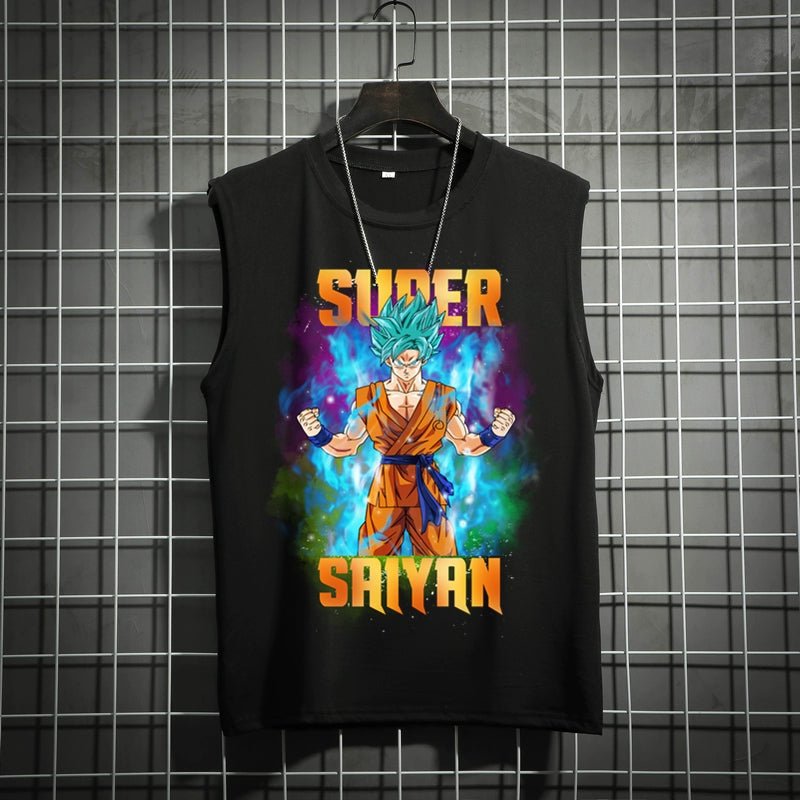 Dragon Ball Super Joint Name Saiya Sleeveless Men and Women Wukong Ins Super Hot T-shirt Cartoon Summer Country Trendy Couple Wear - Yallafit