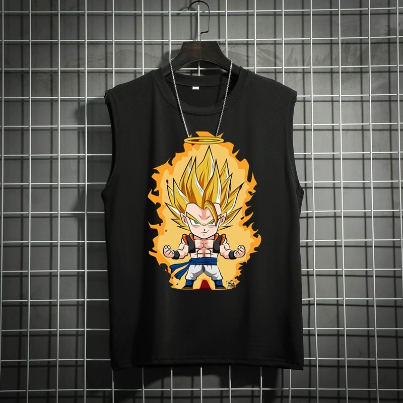Dragon Ball Super Joint Name Saiya Sleeveless Men and Women Wukong Ins Super Hot T-shirt Cartoon Summer Country Trendy Couple Wear - Yallafit