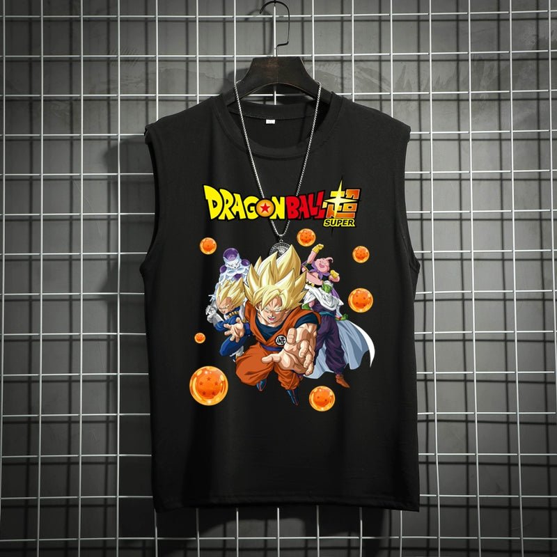 Dragon Ball Super Joint Name Saiya Sleeveless Men and Women Wukong Ins Super Hot T-shirt Cartoon Summer Country Trendy Couple Wear - Yallafit