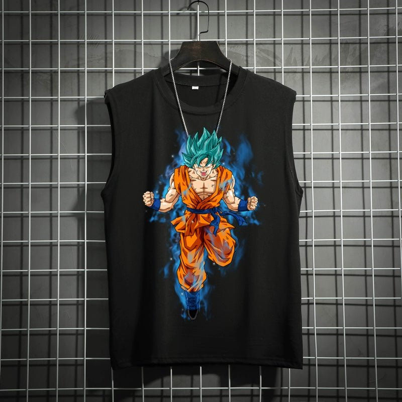 Dragon Ball Super Joint Name Saiya Sleeveless Men and Women Wukong Ins Super Hot T-shirt Cartoon Summer Country Trendy Couple Wear - Yallafit