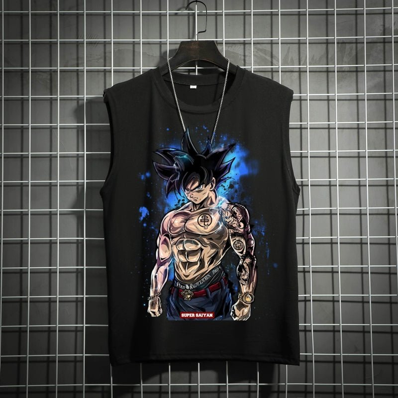 Dragon Ball Super Joint Name Saiya Sleeveless Men and Women Wukong Ins Super Hot T-shirt Cartoon Summer Country Trendy Couple Wear - Yallafit