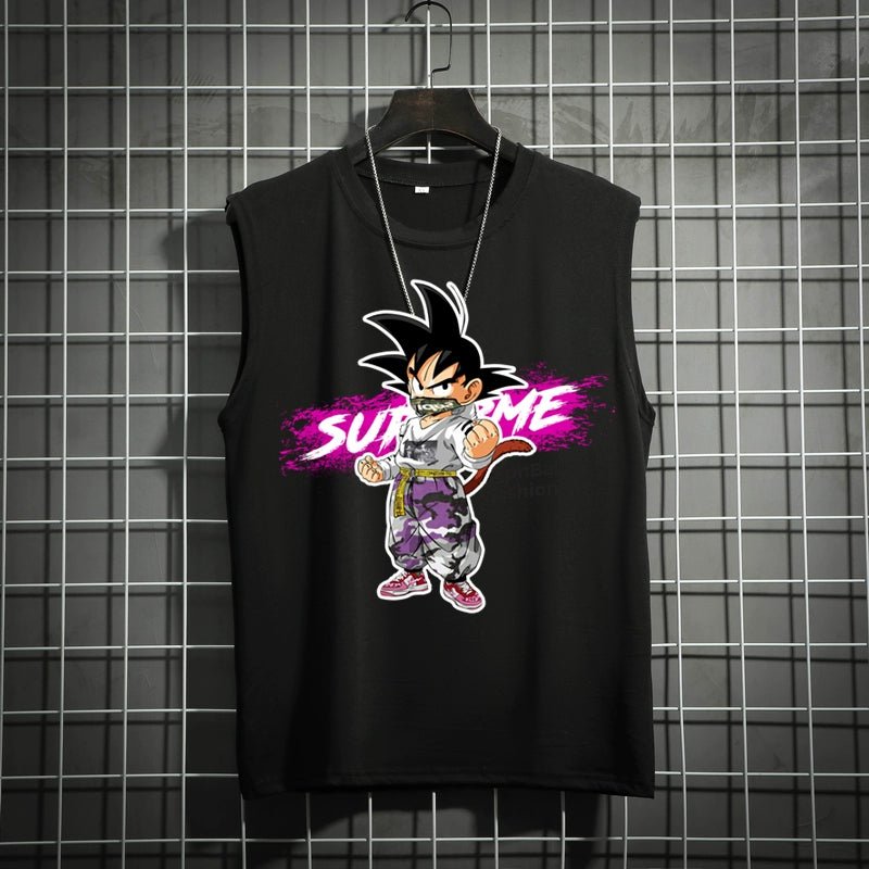 Dragon Ball Super Joint Name Saiya Sleeveless Men and Women Wukong Ins Super Hot T-shirt Cartoon Summer Country Trendy Couple Wear - Yallafit