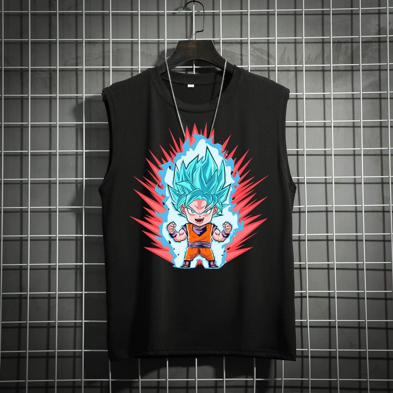 Dragon Ball Super Joint Name Saiya Sleeveless Men and Women Wukong Ins Super Hot T-shirt Cartoon Summer Country Trendy Couple Wear - Yallafit