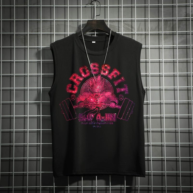 Dragon Ball Super Joint Name Saiya Sleeveless Men and Women Wukong Ins Super Hot T-shirt Cartoon Summer Country Trendy Couple Wear - Yallafit