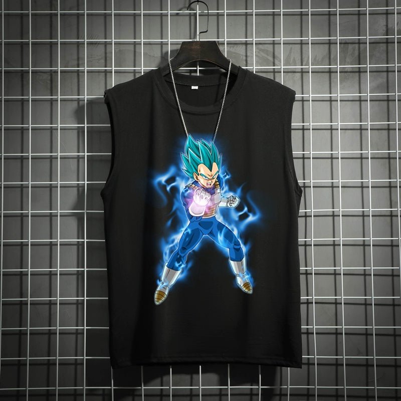 Dragon Ball Super Joint Name Saiya Sleeveless Men and Women Wukong Ins Super Hot T-shirt Cartoon Summer Country Trendy Couple Wear - Yallafit
