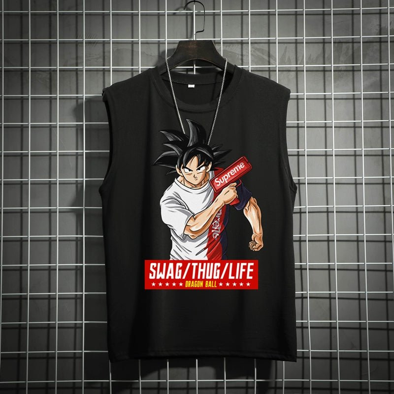 Dragon Ball Super Joint Name Saiya Sleeveless Men and Women Wukong Ins Super Hot T-shirt Cartoon Summer Country Trendy Couple Wear - Yallafit