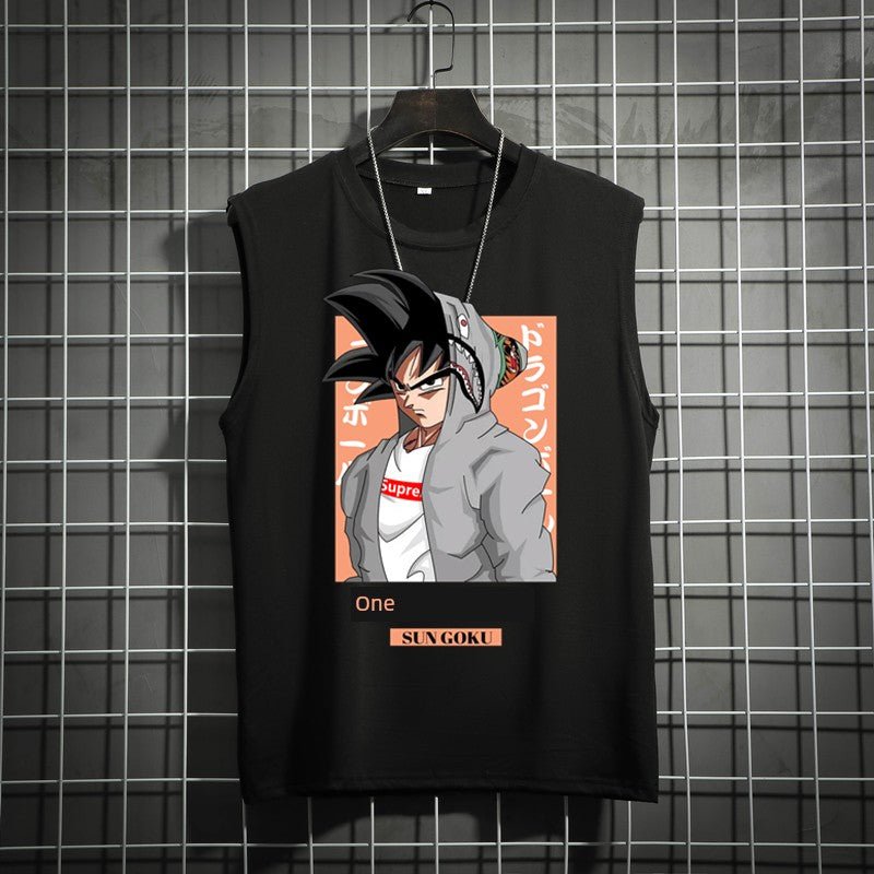 Dragon Ball Super Joint Name Saiya Sleeveless Men and Women Wukong Ins Super Hot T-shirt Cartoon Summer Country Trendy Couple Wear - Yallafit