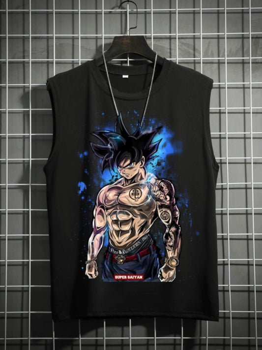 Dragon Ball Super Joint Name Saiya Sleeveless Men and Women Wukong Ins Super Hot T-shirt Cartoon Summer Country Trendy Couple Wear - Yallafit