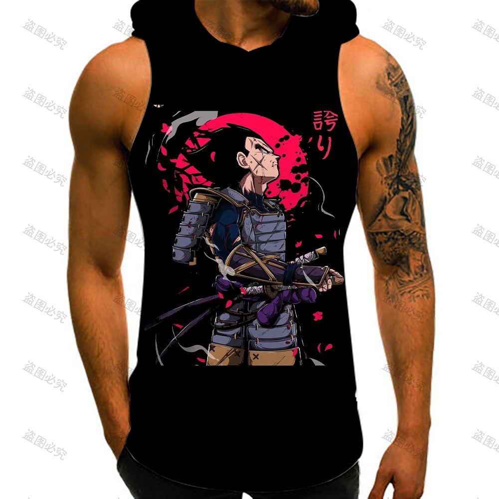Dragon Ball Z Men's T-shirts Vest With Hood Summer New Super Saiyan Streetwear Gym Clothing Men Vegeta Sleeveless Vests Anime - Yallafit