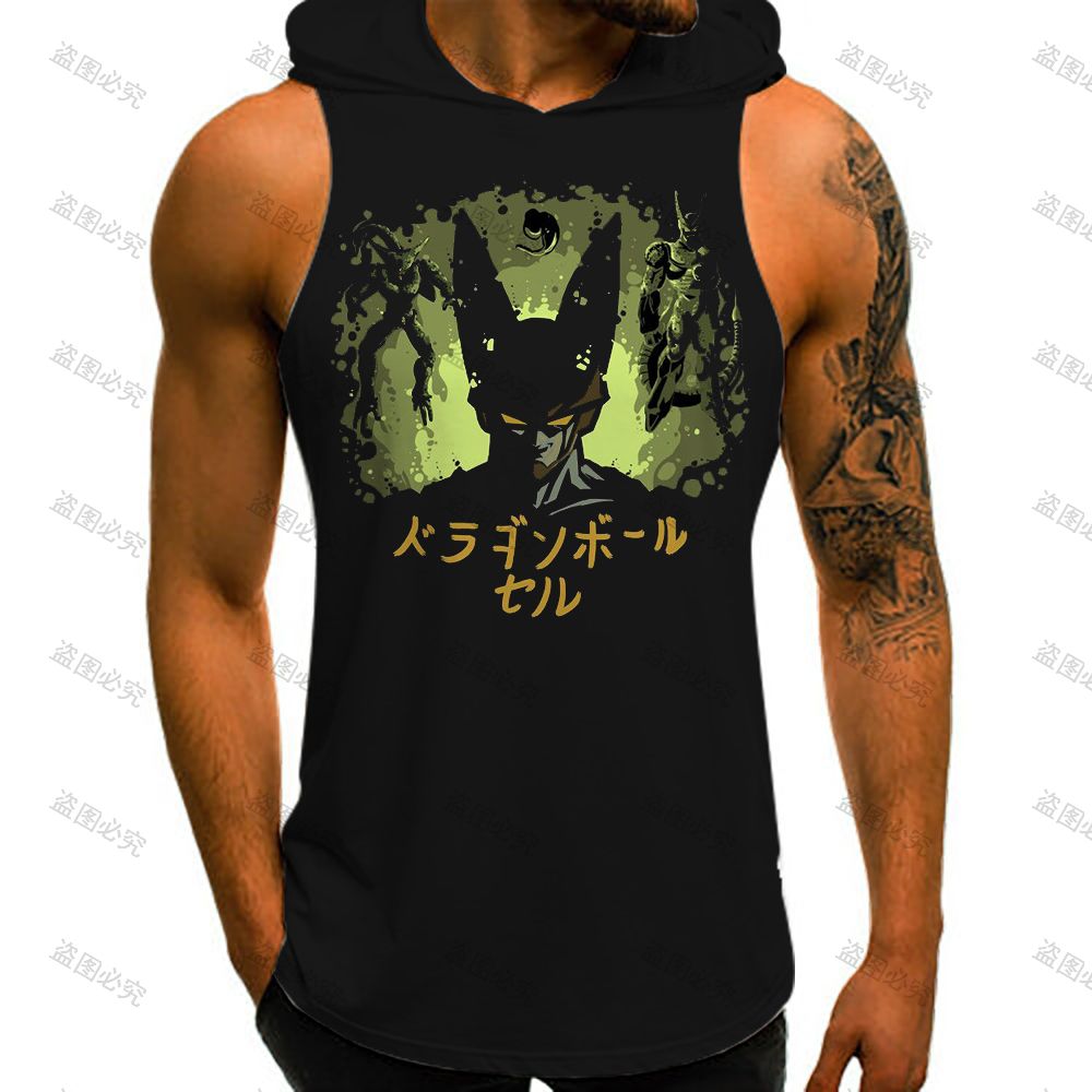 Dragon Ball Z Men's T-shirts Vest With Hood Summer New Super Saiyan Streetwear Gym Clothing Men Vegeta Sleeveless Vests Anime - Yallafit