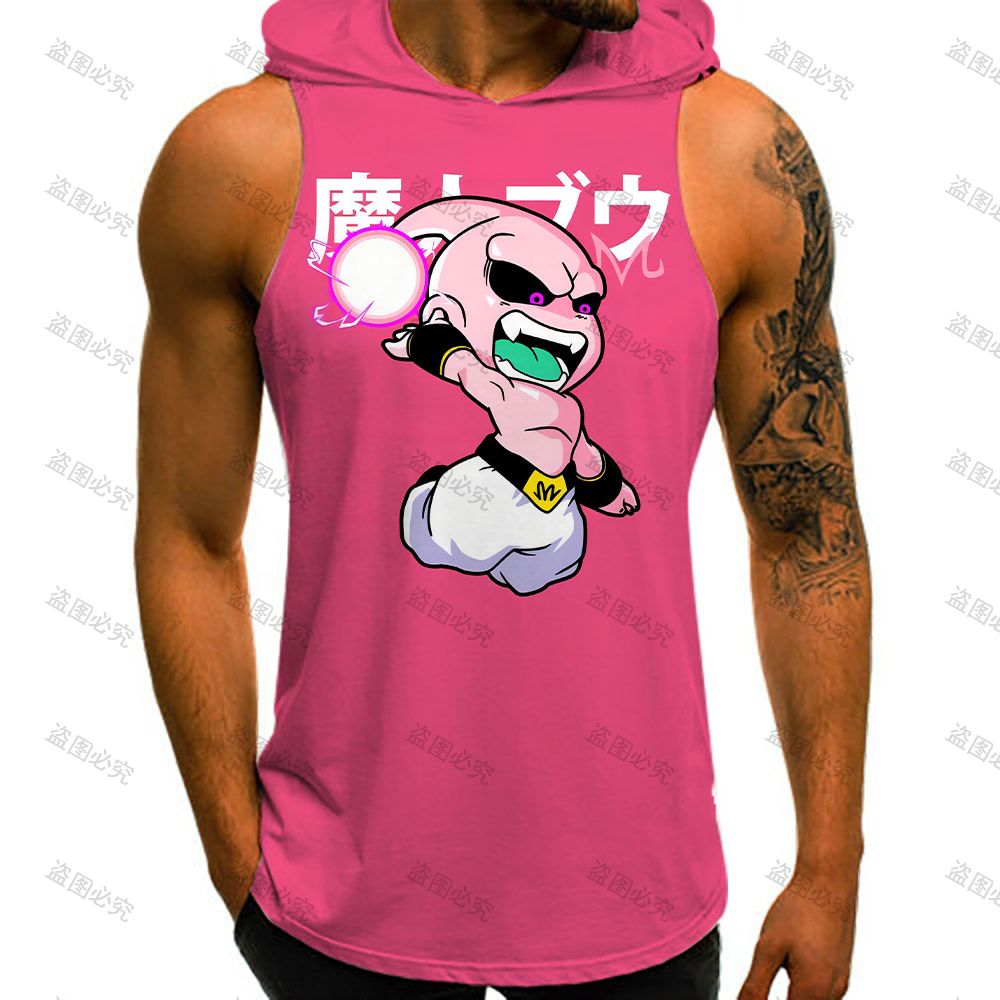 Dragon Ball Z Men's T-shirts Vest With Hood Summer New Super Saiyan Streetwear Gym Clothing Men Vegeta Sleeveless Vests Anime - Yallafit