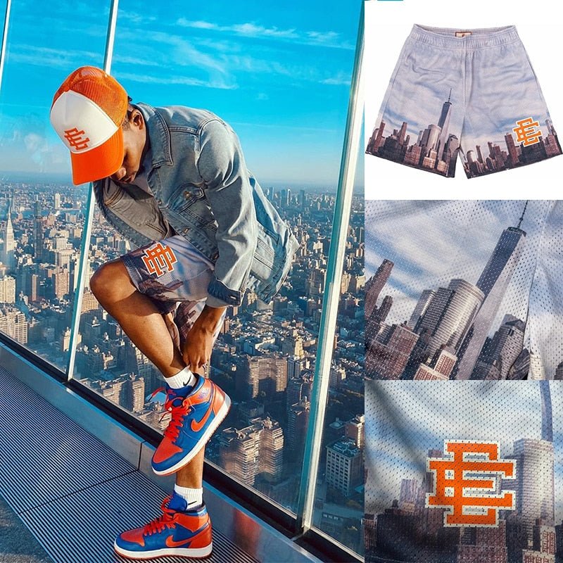 EE Basic Short NEW YORK CITY SKYLINE 2023 men casual shorts fitness sports pants summer gym workout mesh shorts men shorts - Yallafit