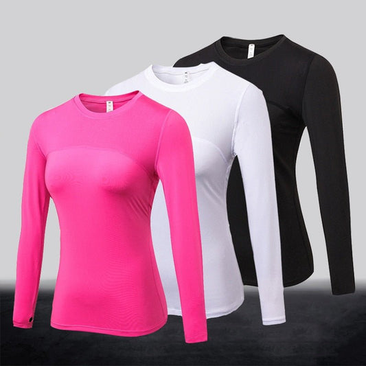 Elastic Gym Yoga Shirt Long Sleeve Women Slim Mesh Running Sport Jacket Quick Dry Black Fitness Sweatshirts - Yallafit
