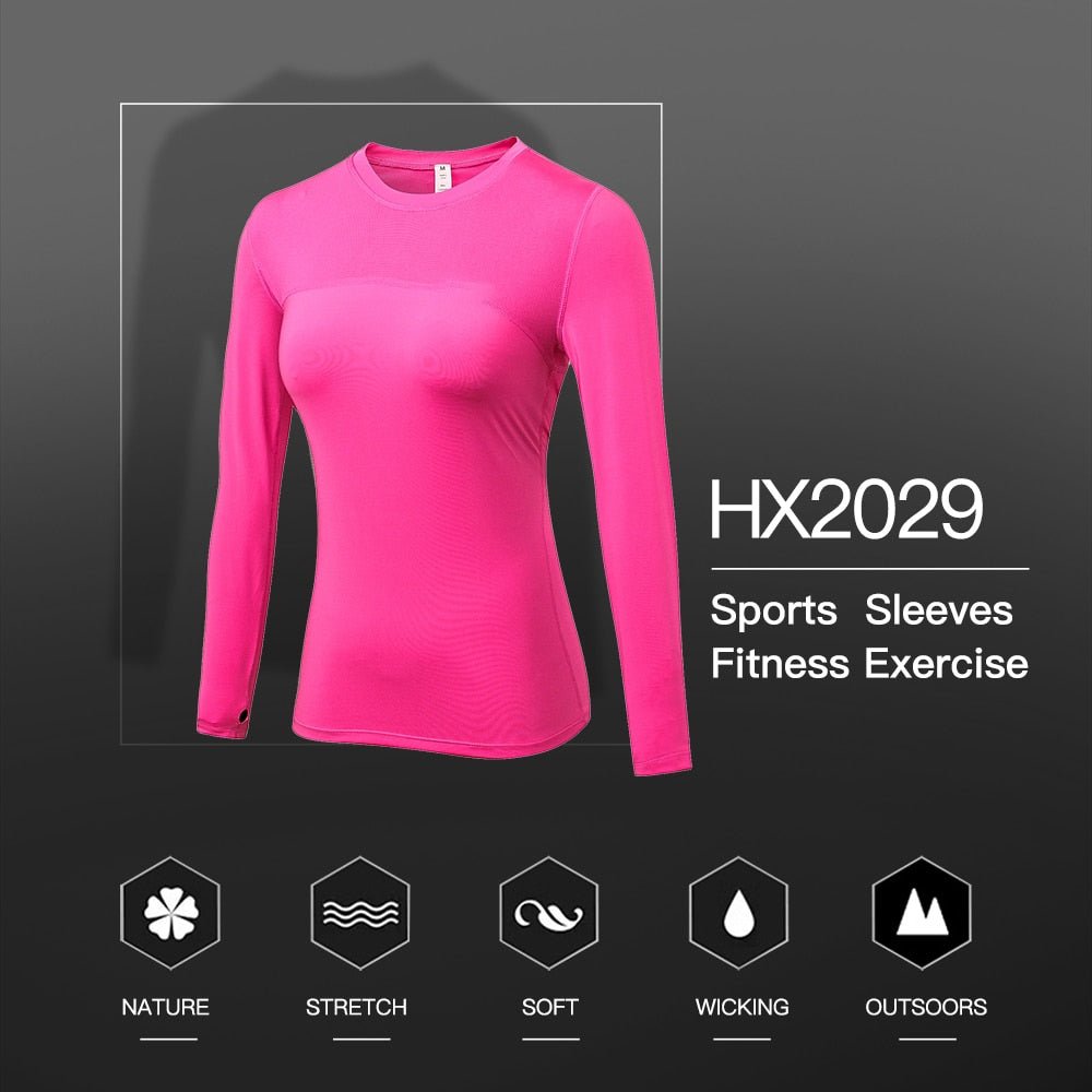 Elastic Gym Yoga Shirt Long Sleeve Women Slim Mesh Running Sport Jacket Quick Dry Black Fitness Sweatshirts - Yallafit