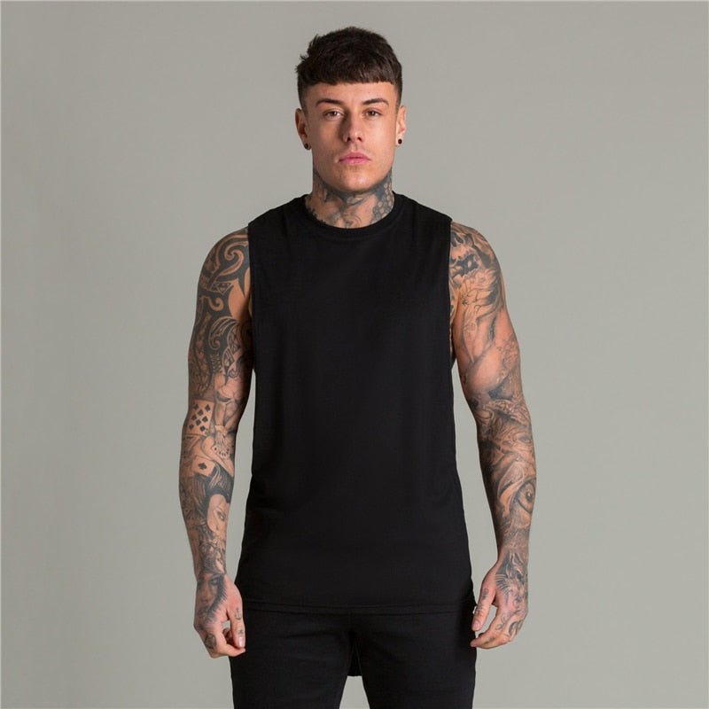 Extend Cut Off Gym Fitness Bodybuilding Tank Tops Men Fashion Hip Hop Workout Clothing Loose Open Side Sleeveless Shirts Vest - Yallafit