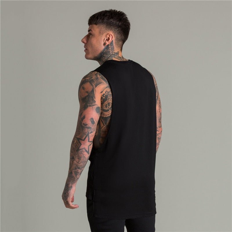 Extend Cut Off Gym Fitness Bodybuilding Tank Tops Men Fashion Hip Hop Workout Clothing Loose Open Side Sleeveless Shirts Vest - Yallafit