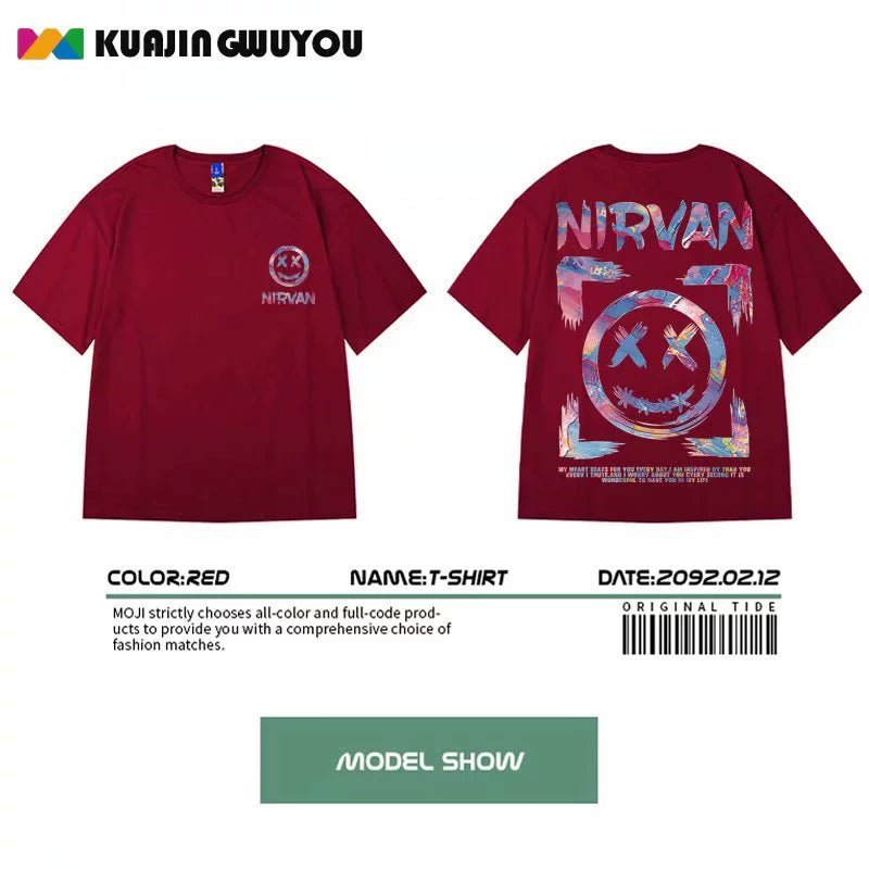 Fashion Brand Oversize Hip Hop plus Size Short-Sleeved T-shirt - Yallafit