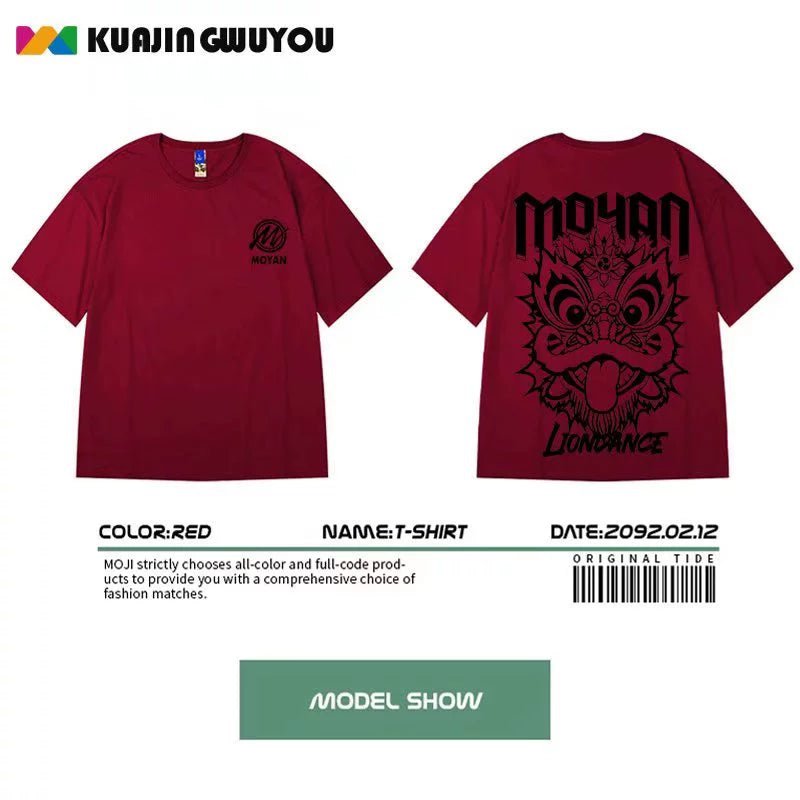 Fashion Brand Oversize Hip Hop plus Size Short-Sleeved T-shirt - Yallafit