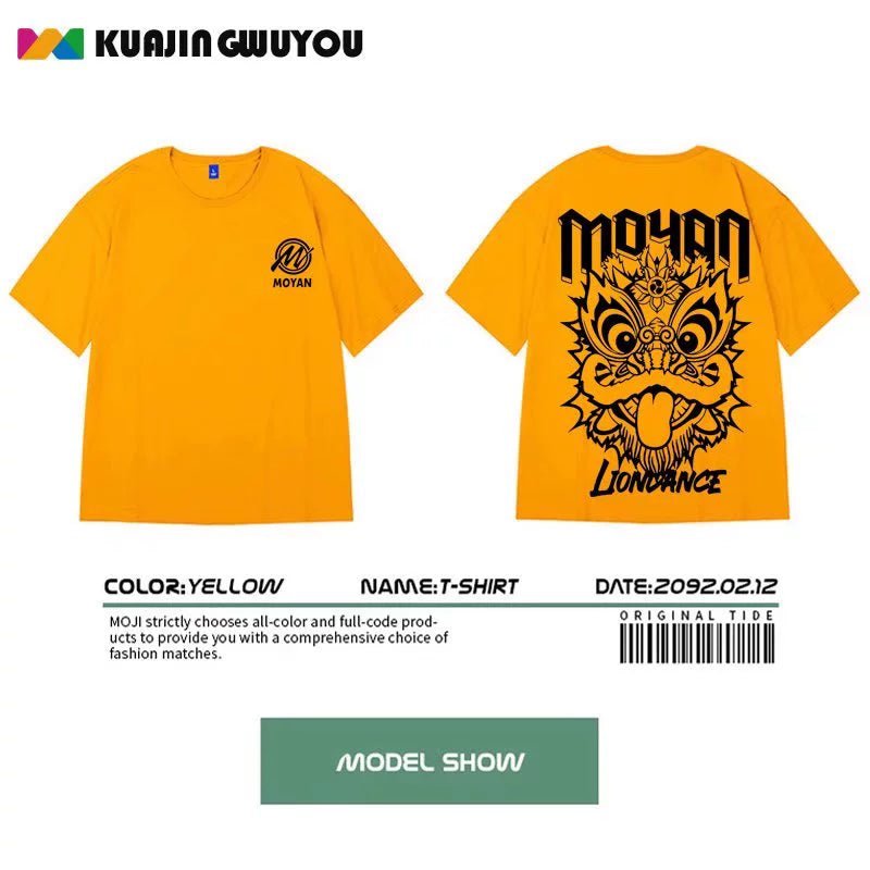 Fashion Brand Oversize Hip Hop plus Size Short-Sleeved T-shirt - Yallafit