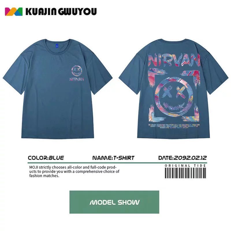 Fashion Brand Oversize Hip Hop plus Size Short-Sleeved T-shirt - Yallafit