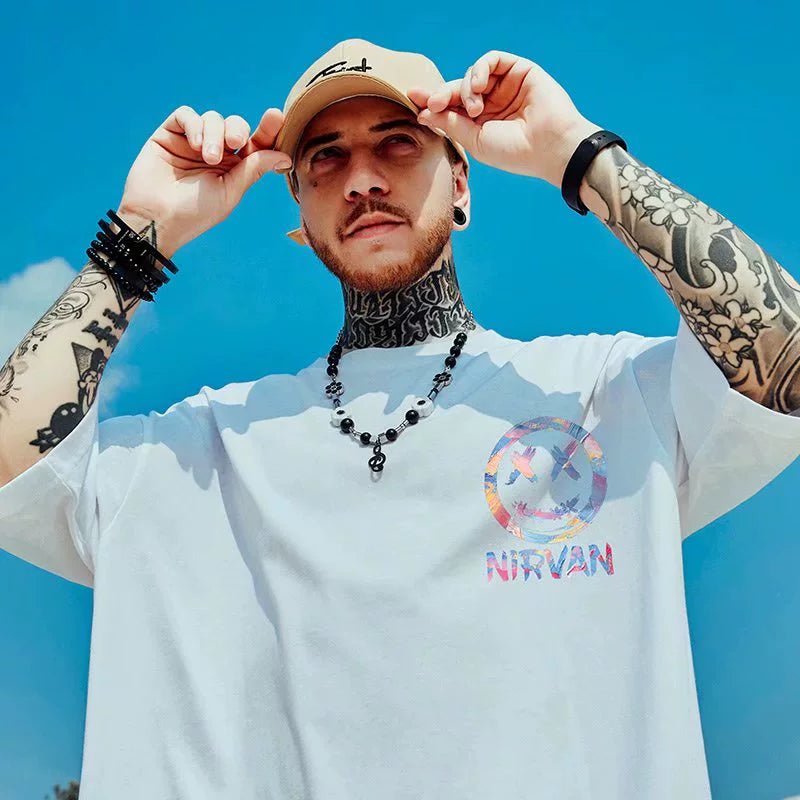 Fashion Brand Oversize Hip Hop plus Size Short-Sleeved T-shirt - Yallafit