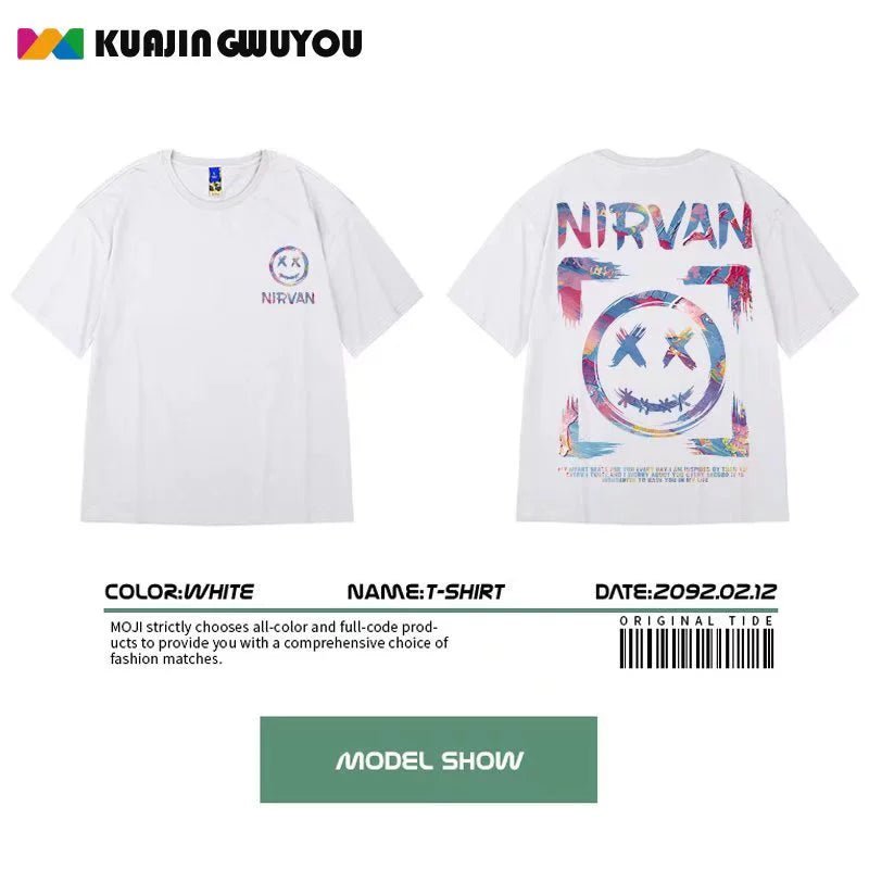 Fashion Brand Oversize Hip Hop plus Size Short-Sleeved T-shirt - Yallafit