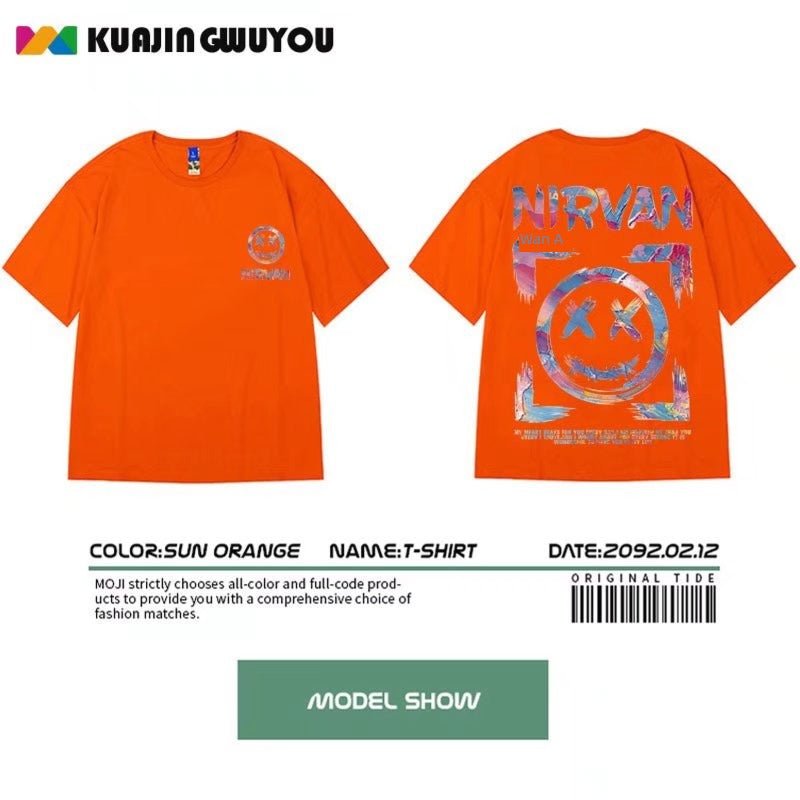 Fashion Brand Oversize Hip Hop plus Size Short-Sleeved T-shirt - Yallafit