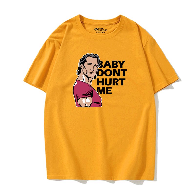 Fashion King of Great Strength Funny Baby Front Hurt Me Fitness Sports Pure Cotton T-shirt plus Size Breathable Short Sleeve - Yallafit