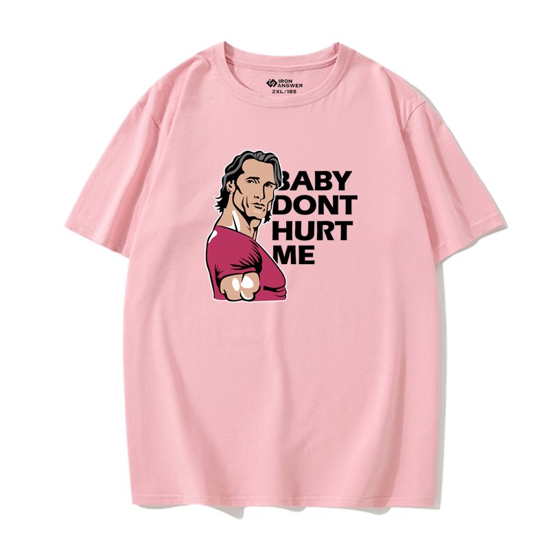 Fashion King of Great Strength Funny Baby Front Hurt Me Fitness Sports Pure Cotton T-shirt plus Size Breathable Short Sleeve - Yallafit