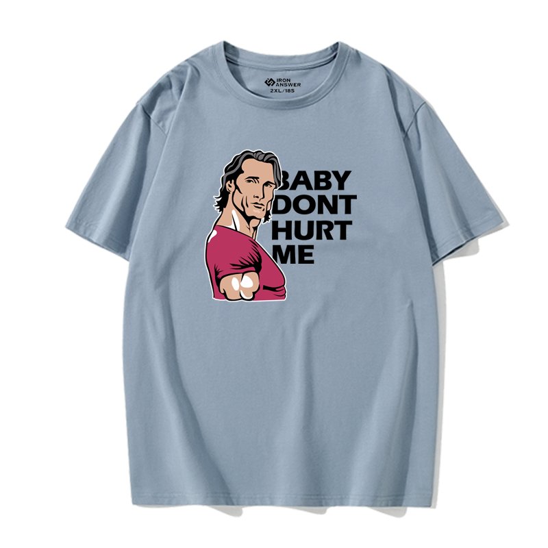 Fashion King of Great Strength Funny Baby Front Hurt Me Fitness Sports Pure Cotton T-shirt plus Size Breathable Short Sleeve - Yallafit