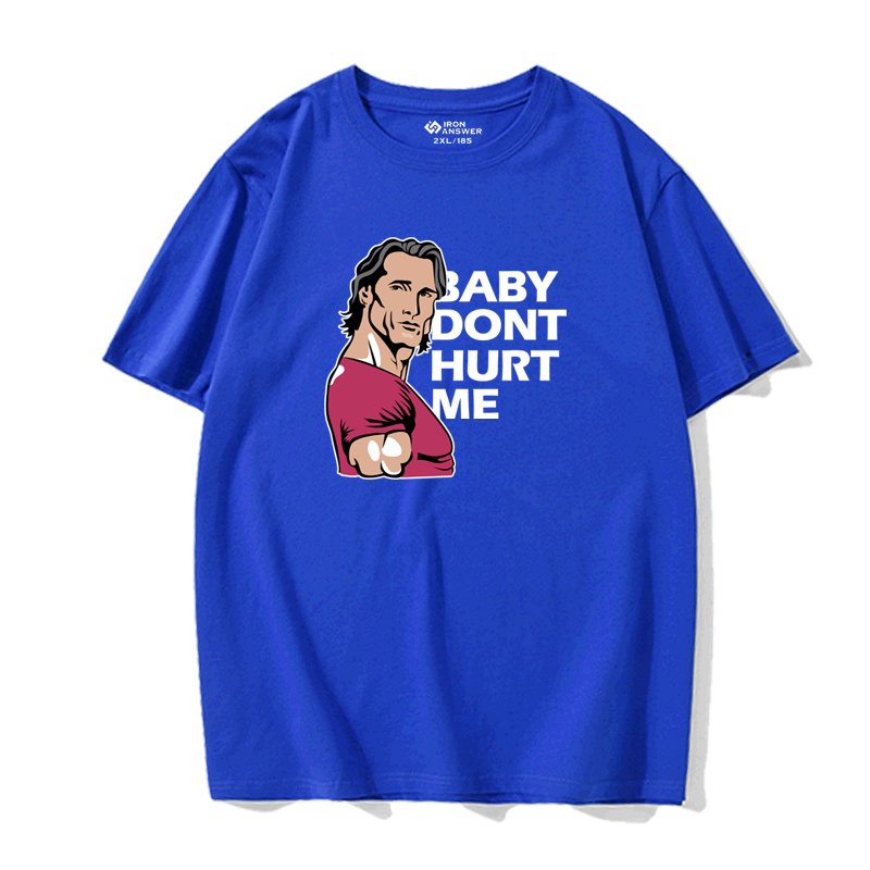 Fashion King of Great Strength Funny Baby Front Hurt Me Fitness Sports Pure Cotton T-shirt plus Size Breathable Short Sleeve - Yallafit